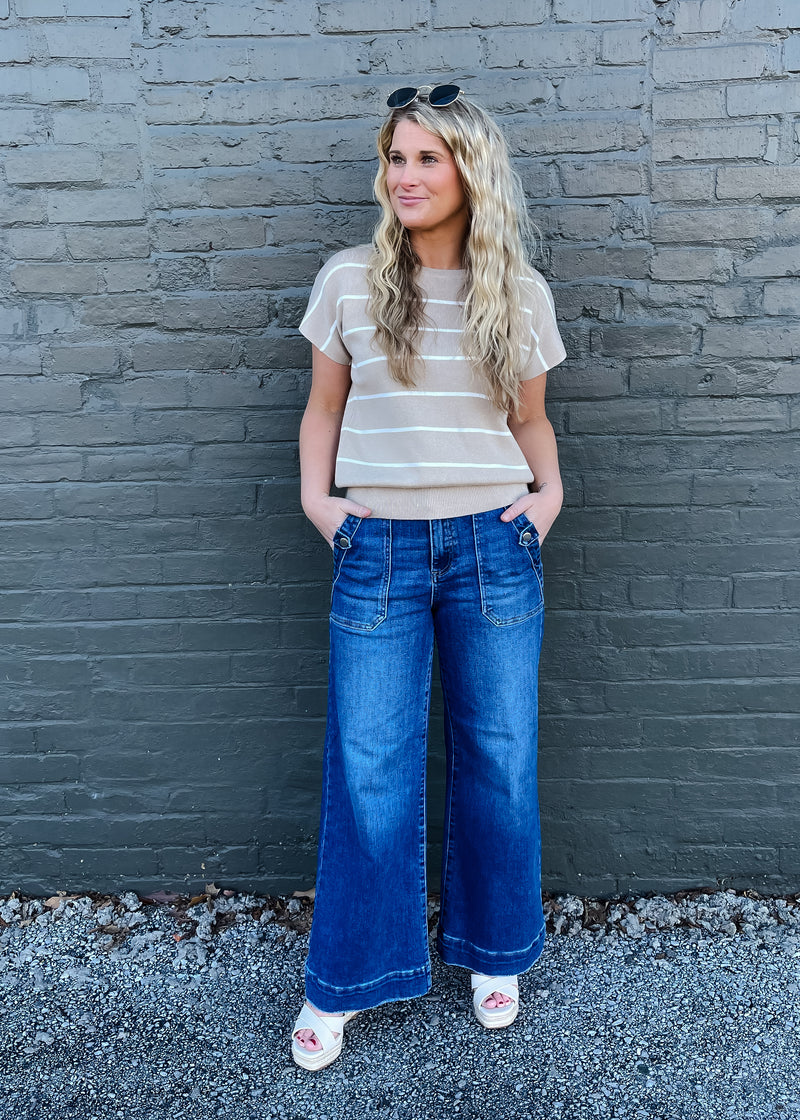 Forever Again Wide Leg Pocket Jeans