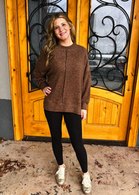 Life's Twists Fleece Oversized Line Detail Sweater