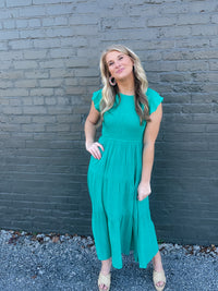 Flirt For Fun Jade Smocked Midi Dress (S-3XL)