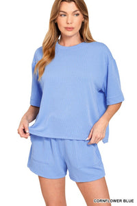 In the Lineup Ribbed Two Piece Shorts Set