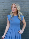 On My Way Chambray Smocked Midi Dress (S-3XL)