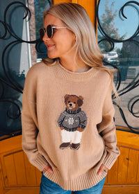 Teddy Bear Crew Neck Knit Sweater