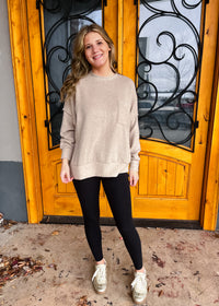 That's My Call Oversized Fleece Pocket Sweater