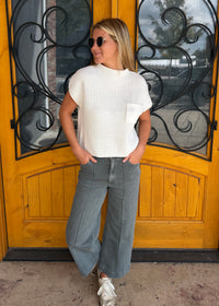 To The Left High Rise Wide Leg Jean - Ash Black