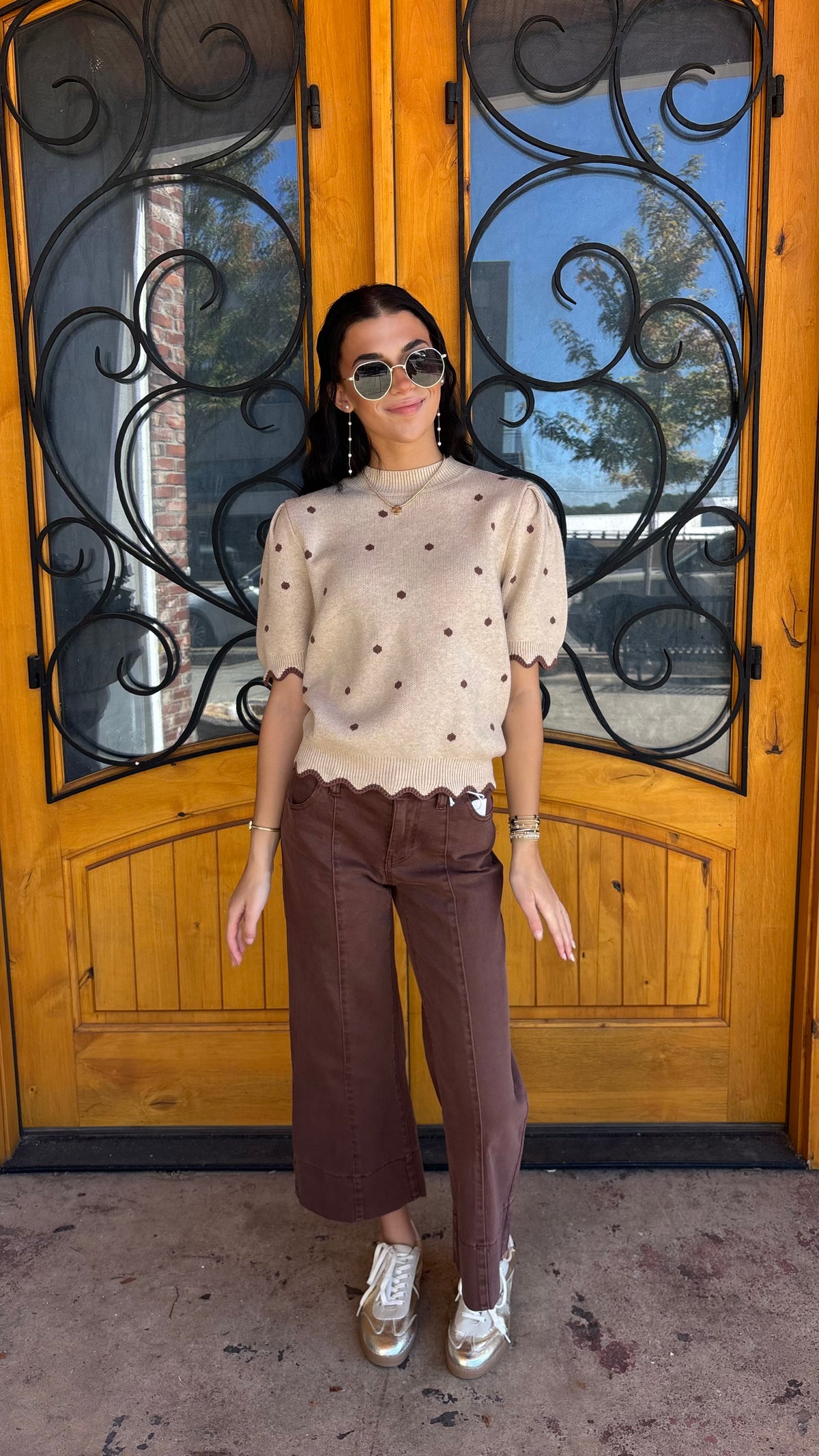 All My Life Polka Dot Ruffle Sleeve Top
