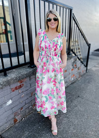 Elegantly In Route Floral Midi Dress