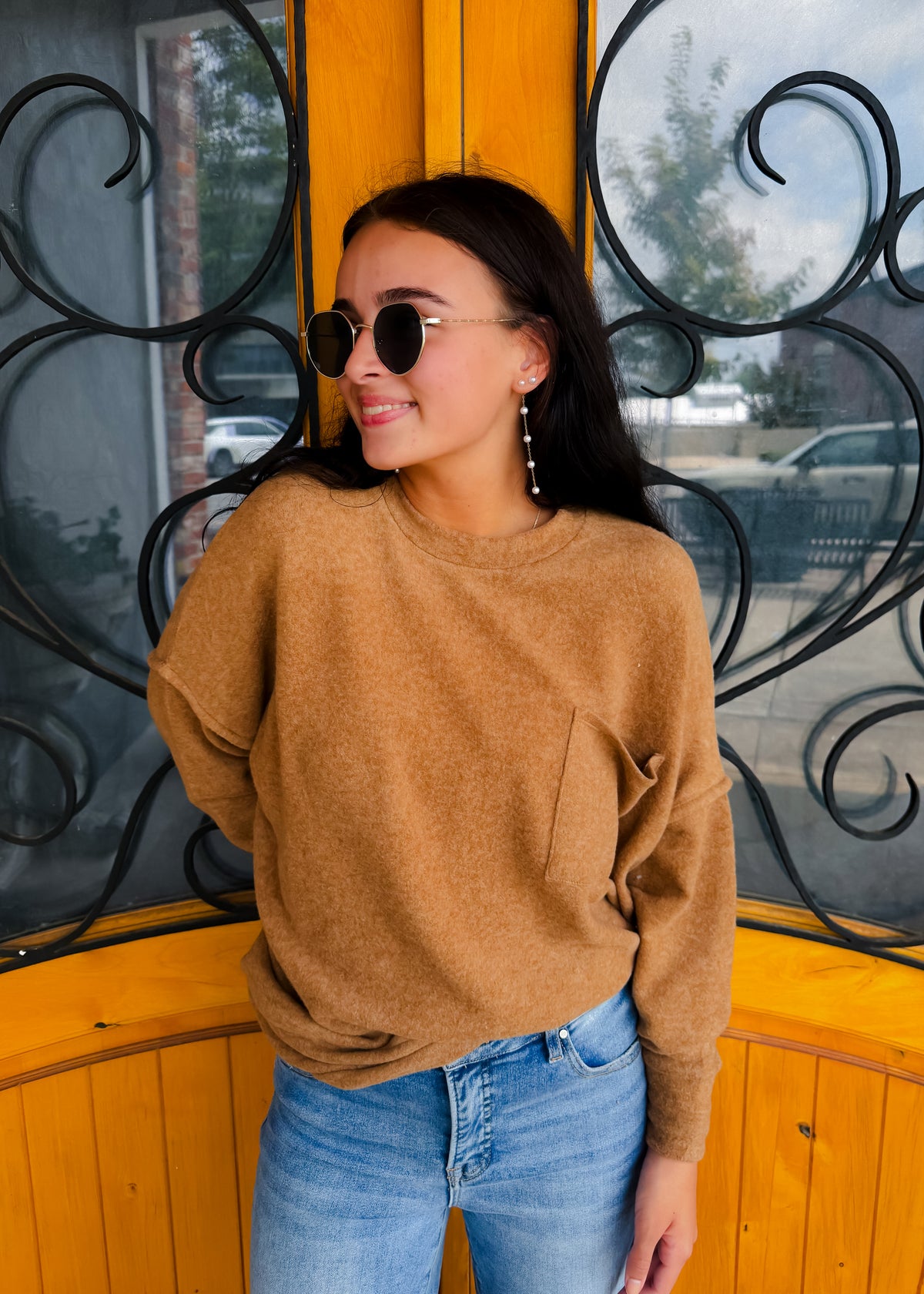 Finally My Time Oversized Fleece Pocket Sweater