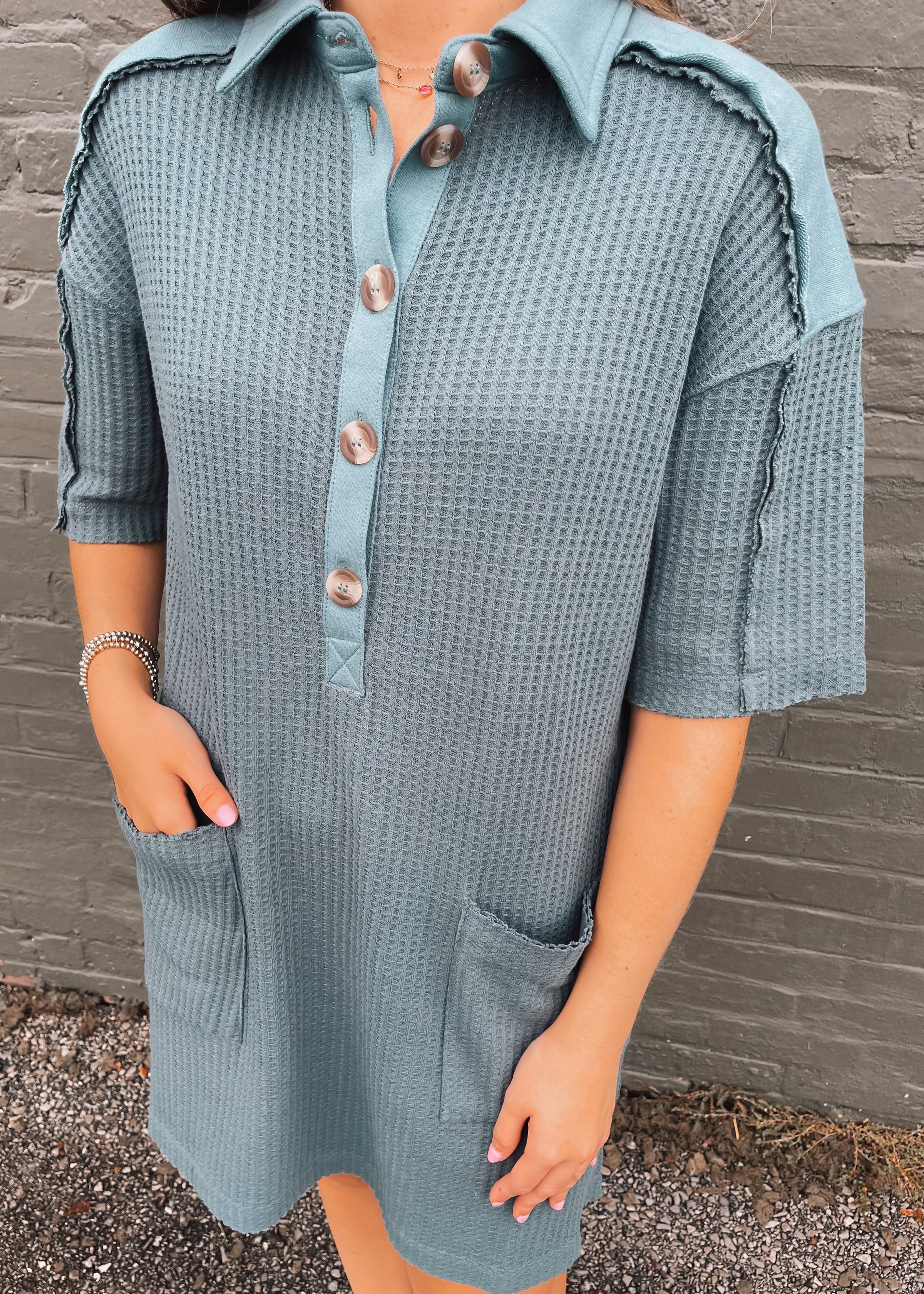 By The Book Waffle Knit Dress