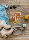 Boho Fall Floral Cross Graphic Tee (S-2XL)