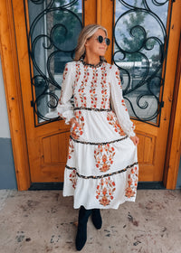 Garden Society Long Sleeve Midi Dress
