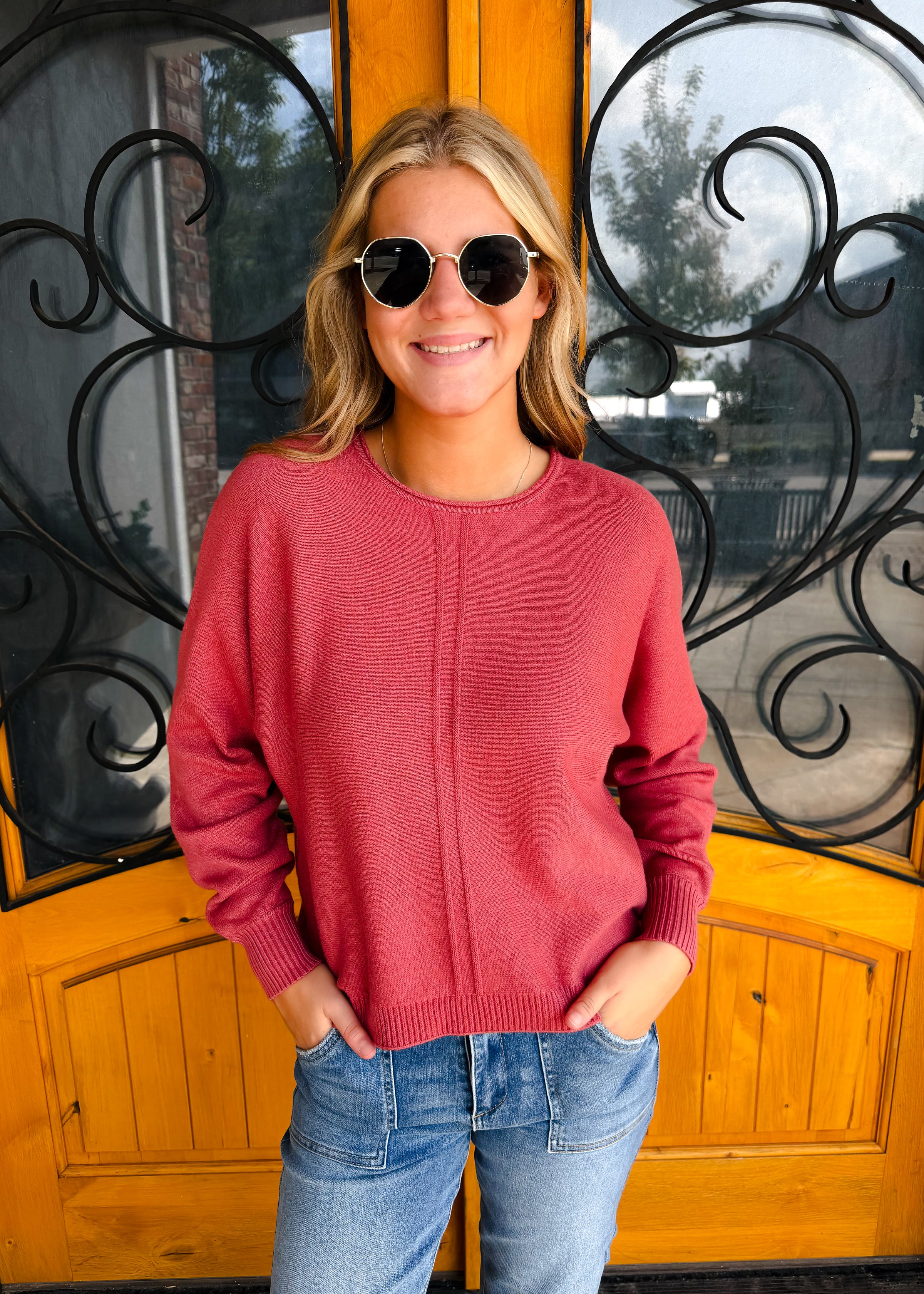 Great Expectations Front Seam Round Neck Sweater