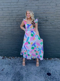 Watercolor Masterpiece Midi Dress