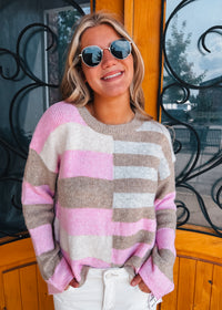Shifting Shape Wool Blend Color Block Sweater
