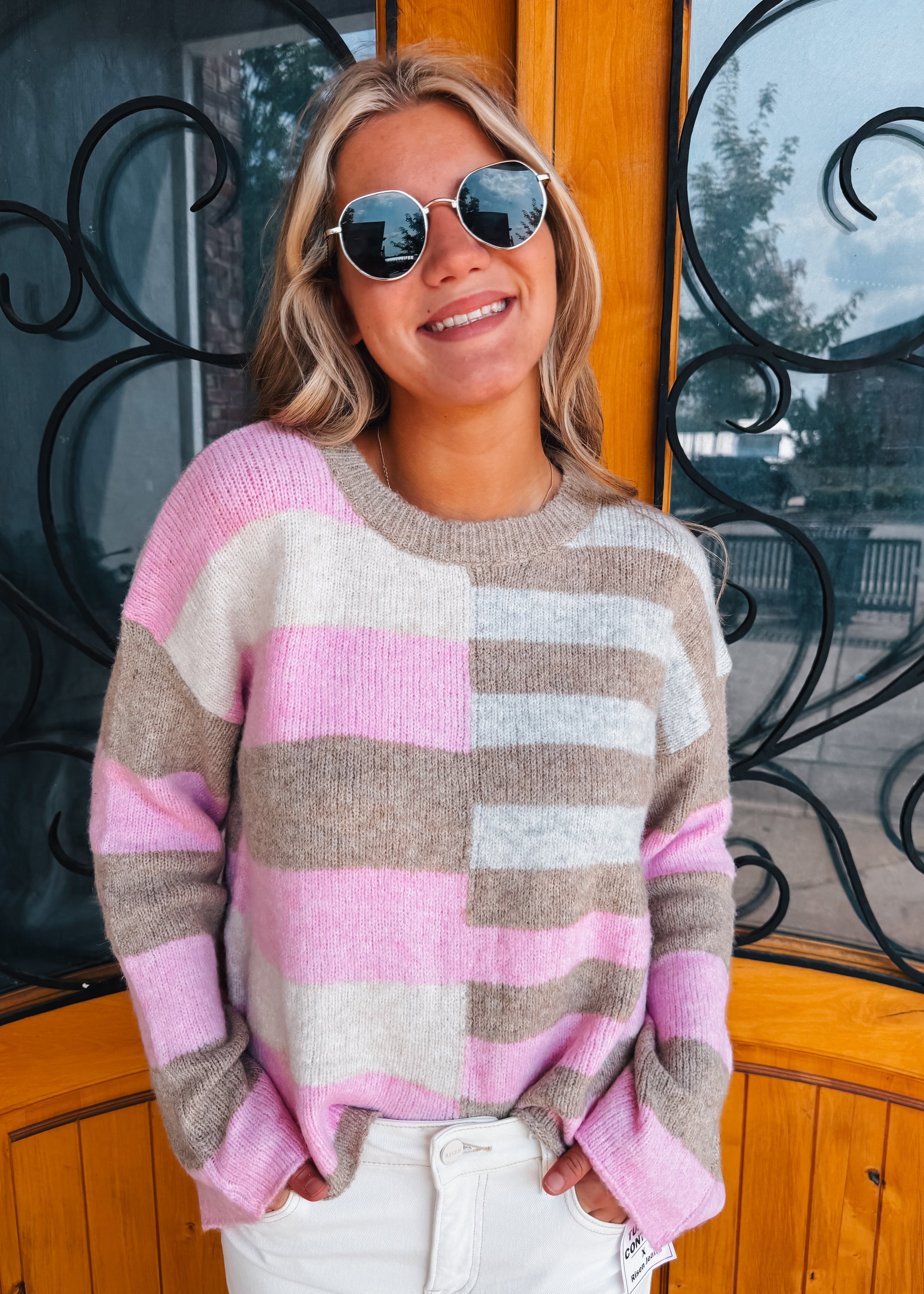 Shifting Shape Wool Blend Color Block Sweater