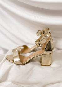 Take A Walk Gold Heels