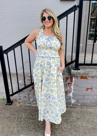 Remembering Spring Floral Smocked Midi Dress with Bow