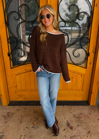 Mocha Morning Boat Neck Sweater