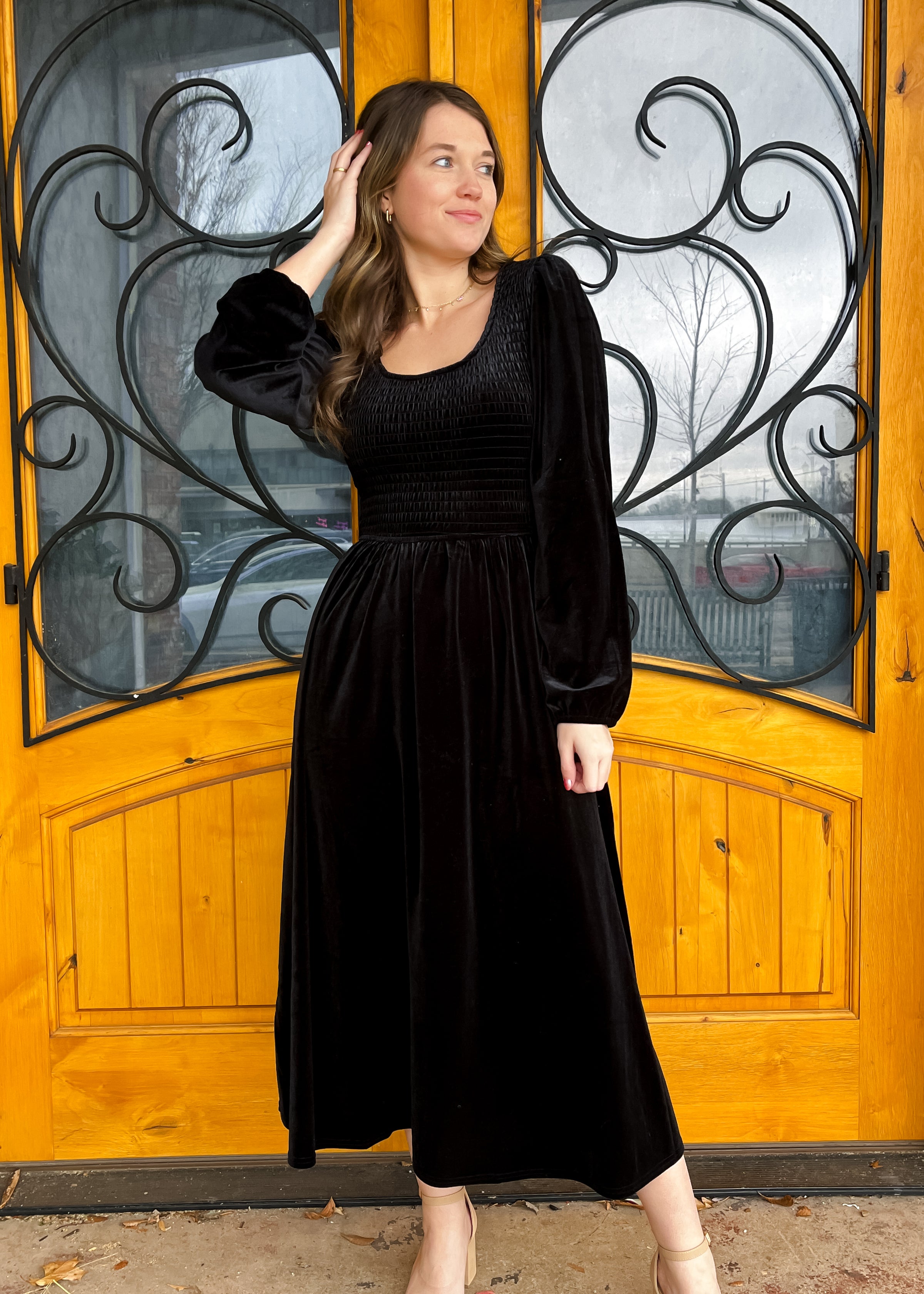 New Traditions Velvet Midi Dress