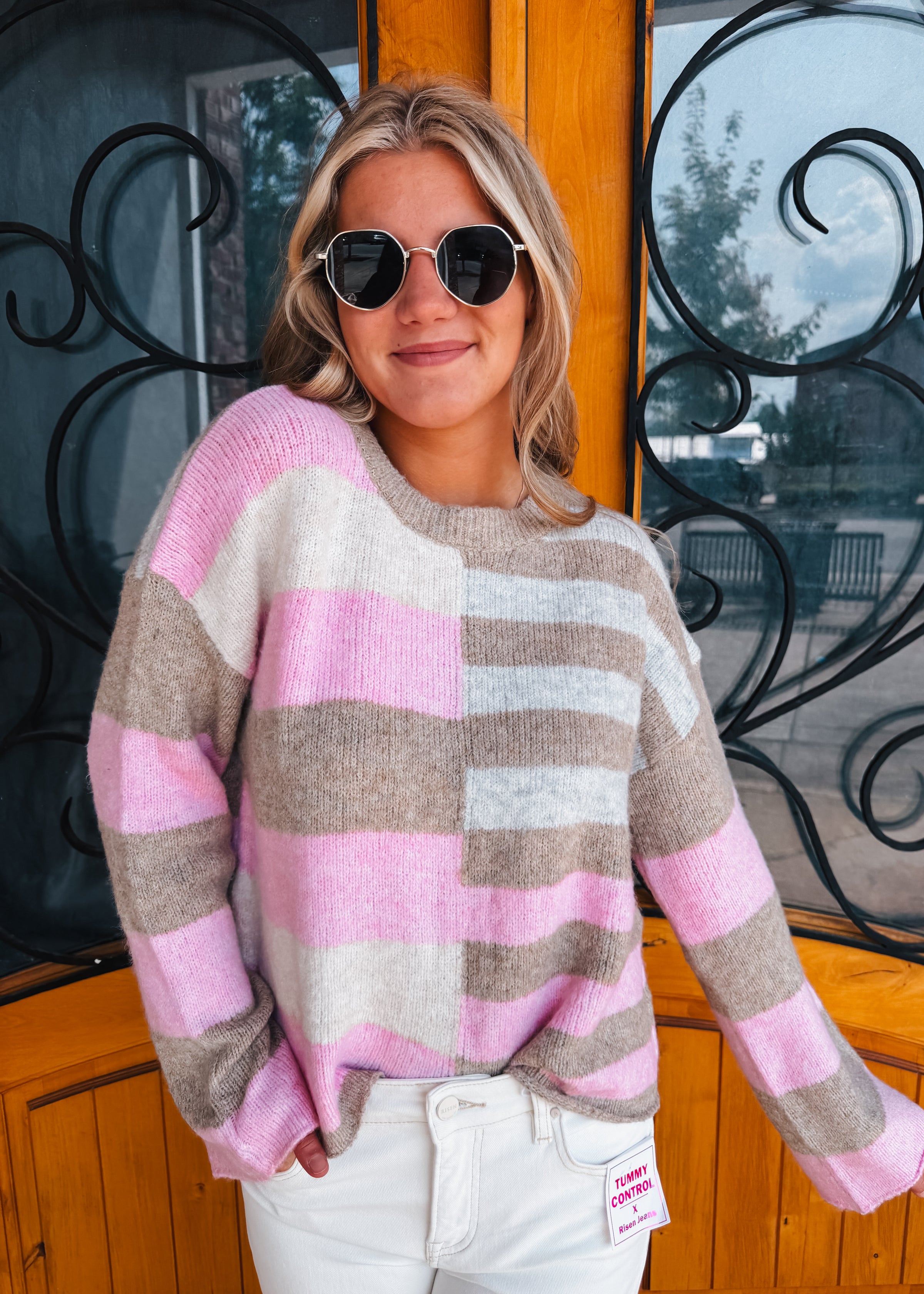 Shifting Shape Wool Blend Color Block Sweater