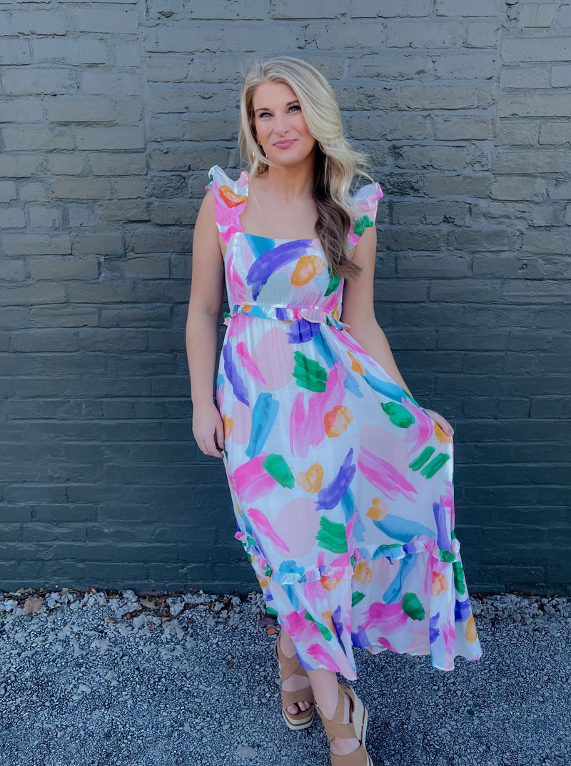 Watercolor Masterpiece Midi Dress