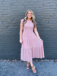 Covered In Love Blush Smocked Midi Dress (S-3XL)