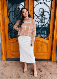 On The Books Brush Textured Midi Skirt