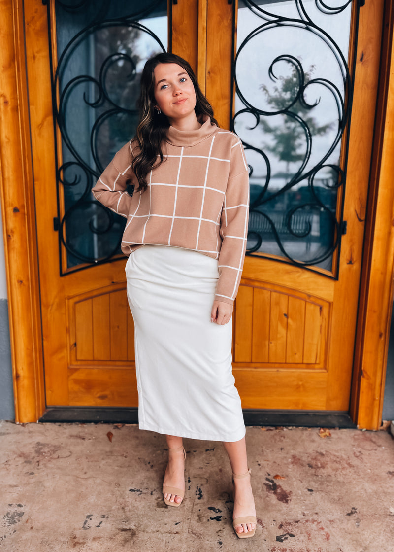 On The Books Brush Textured Midi Skirt