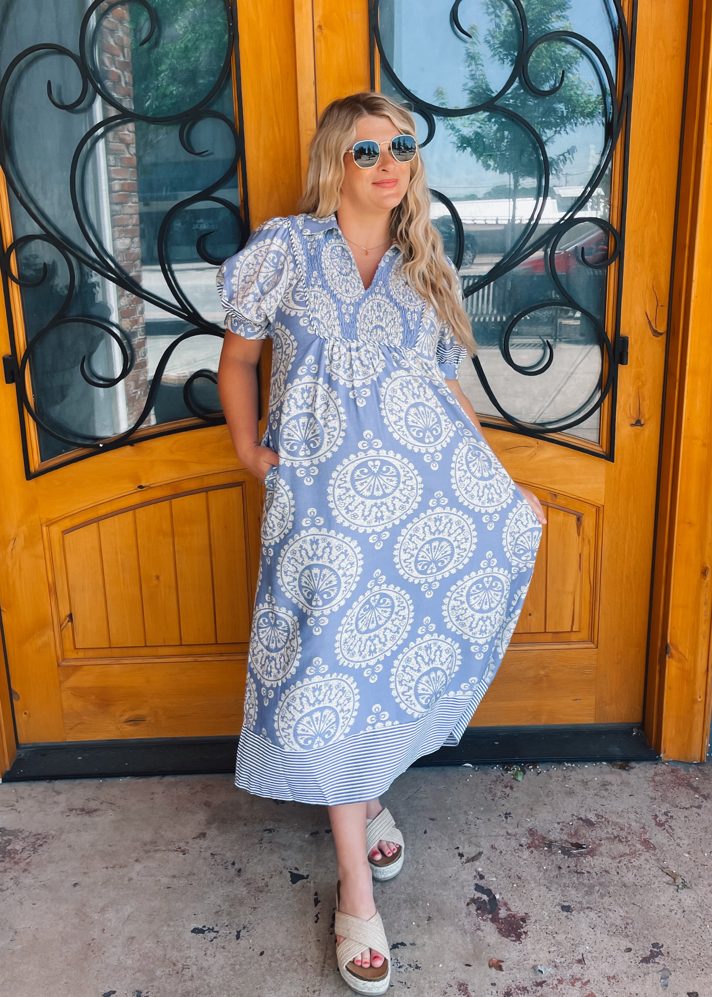 Meet Me Downtown Periwinkle Midi Dress