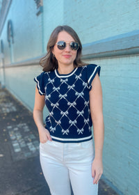 Endless Ease Bow Ruffle Sleeve Knit Top