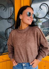 No Place Like Home Mock Neck Fleece Sweater