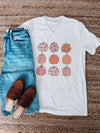 Girly Pumpkin Grid V-Neck Graphic Tee (S-2XL)