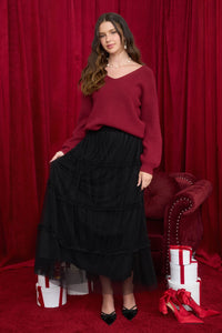 Say It Sweetly Tulle Tiered Midi Skirt