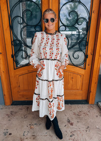 Garden Society Long Sleeve Midi Dress
