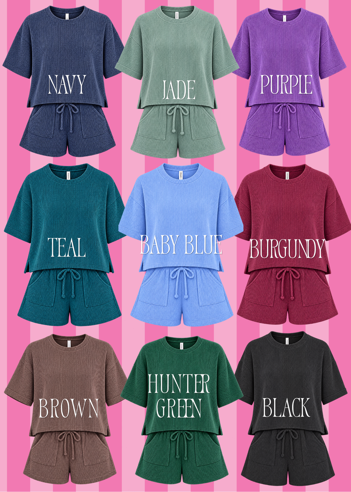 In the Lineup Ribbed Two Piece Shorts Set