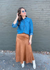 For Real This Time Suede Midi Skirt