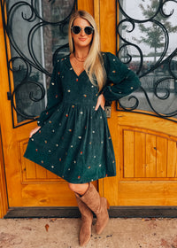 The Way It Flows Embroidered Corduroy Mini Dress
