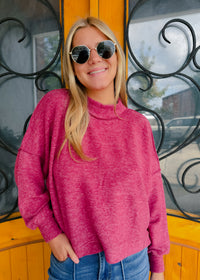 No Place Like Home Mock Neck Fleece Sweater