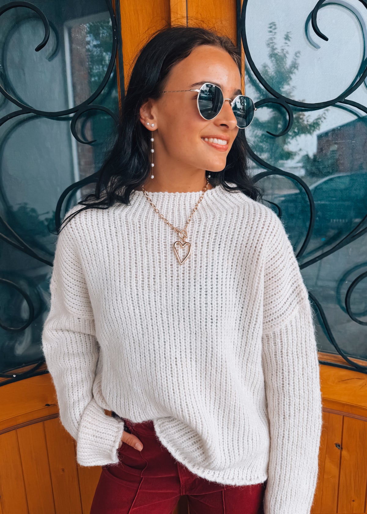 Stay With Me Mock Neck Knit Sweater
