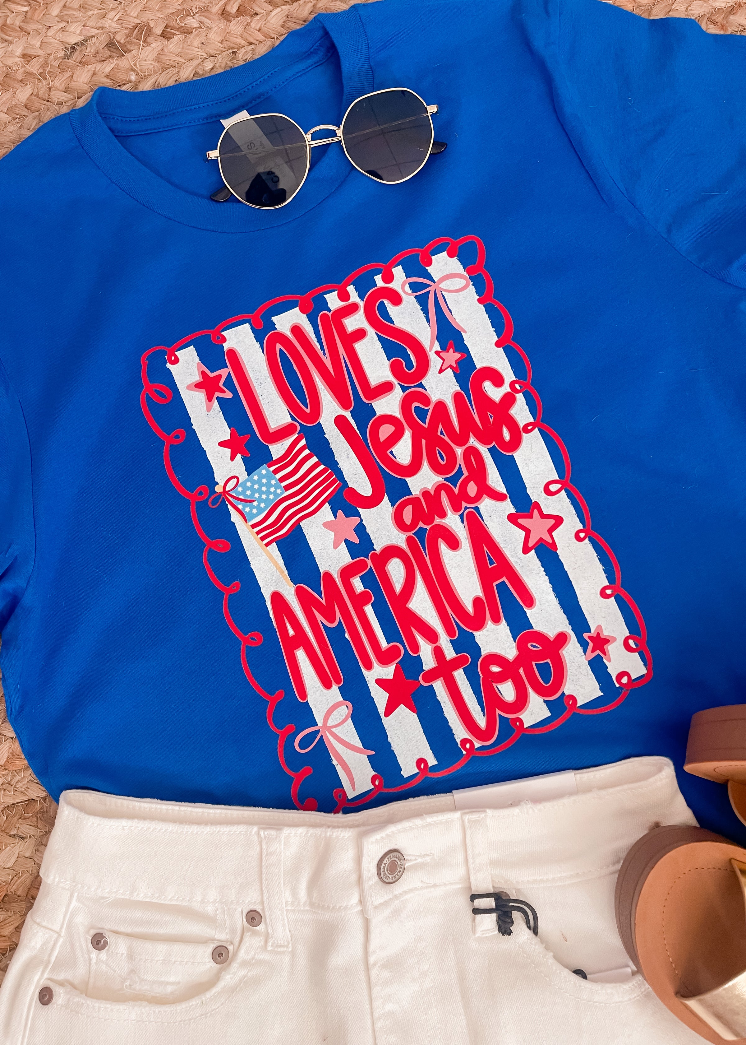 Loves Jesus And America Too Graphic Tee (S-2XL)