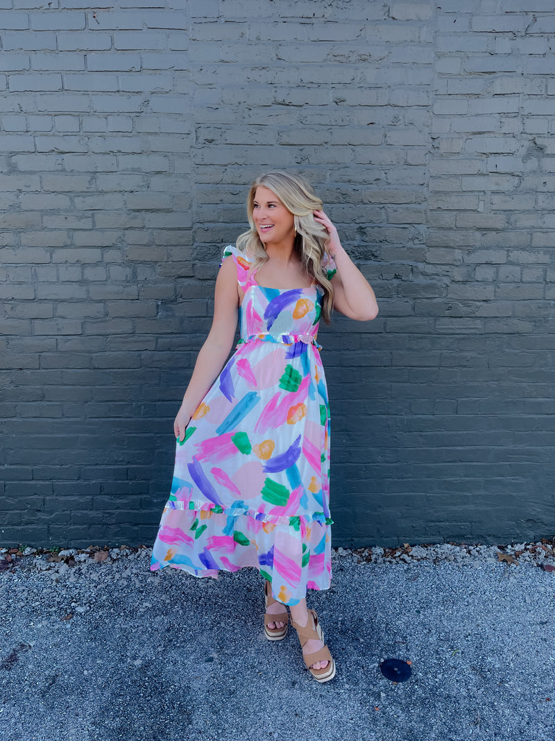 Watercolor Masterpiece Midi Dress