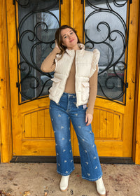 Petal Perspective Tummy Control Cropped Embroidered Risen Jeans