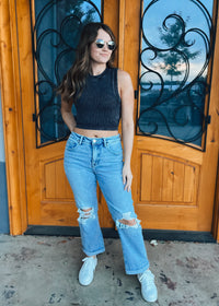 Keep It Sweet Tummy Control Straight Leg Risen Jeans