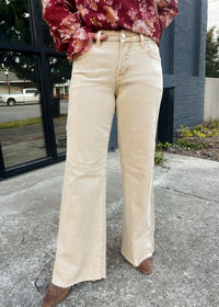 Still Thinking Latte Tummy Control Mid Rise Wide Leg- Risen Jeans