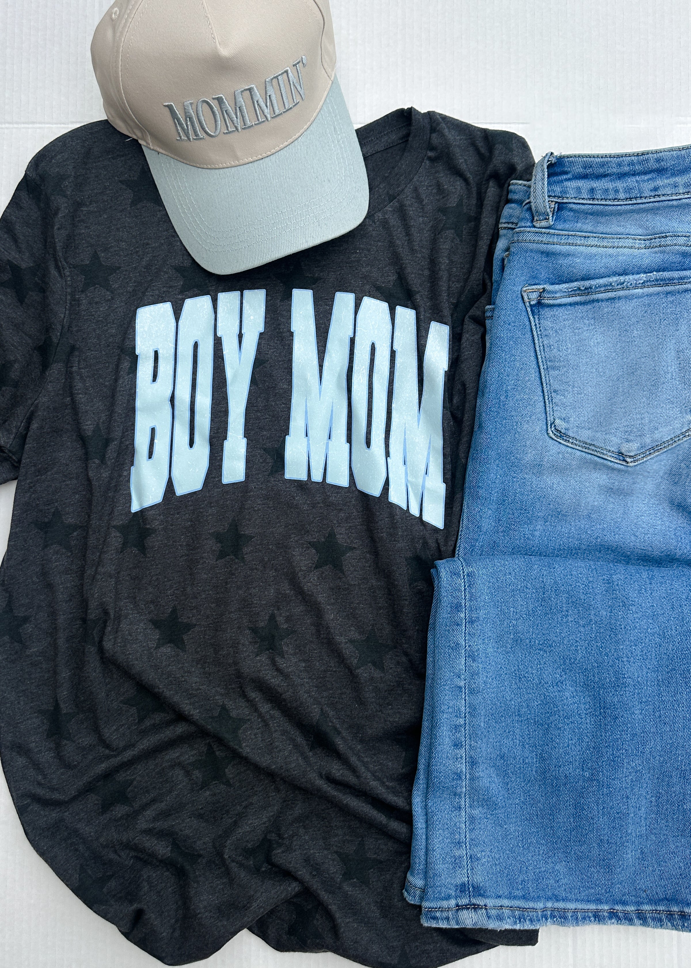 Boy Mom Star Print Graphic Tee (S-2XL)