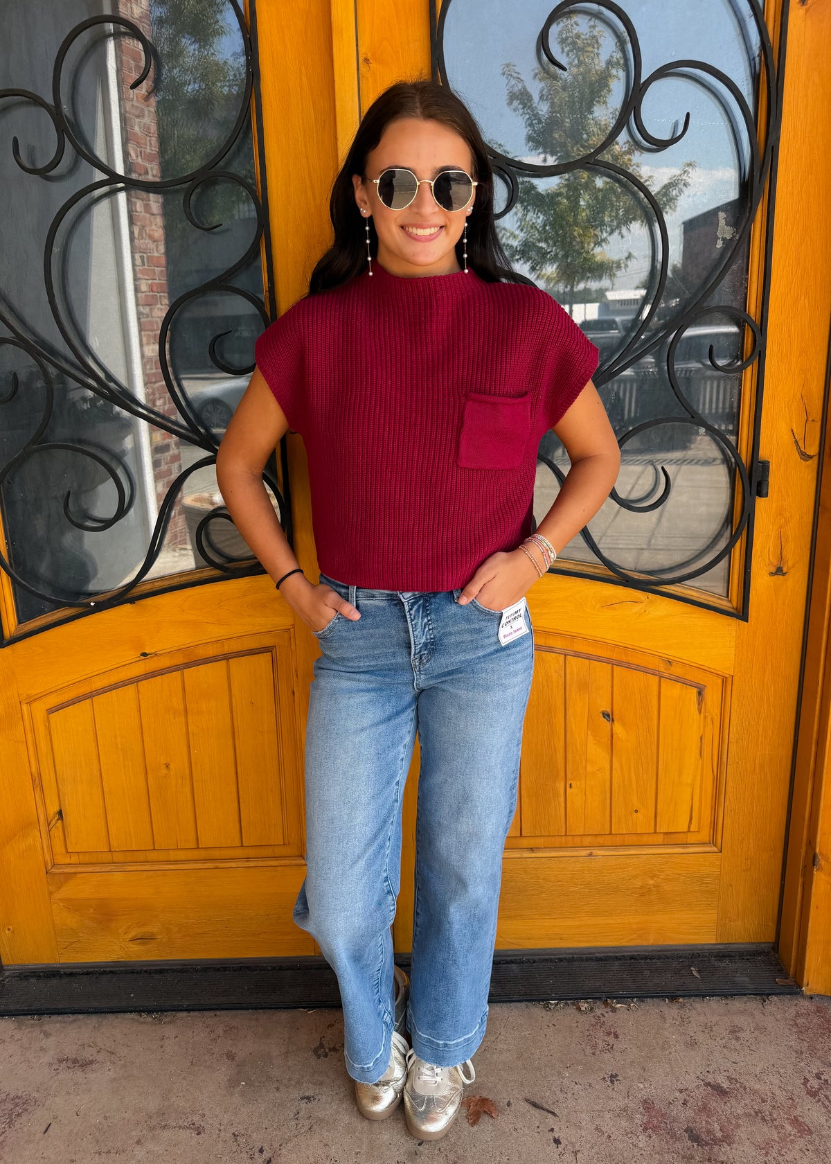 Read Between The Lines Knit Pocket Sweater Top