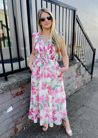 Elegantly In Route Floral Midi Dress
