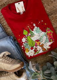 Grinch Looking Over Whoville Graphic Tee (S-2XL)
