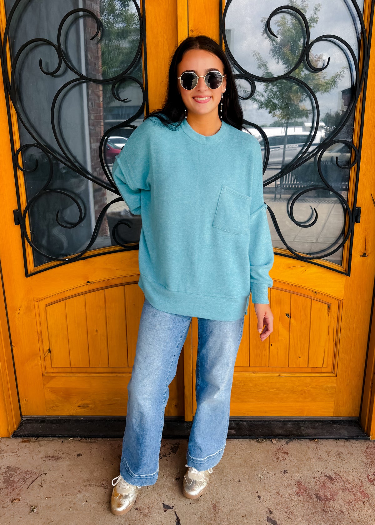 Finally My Time Oversized Fleece Pocket Sweater