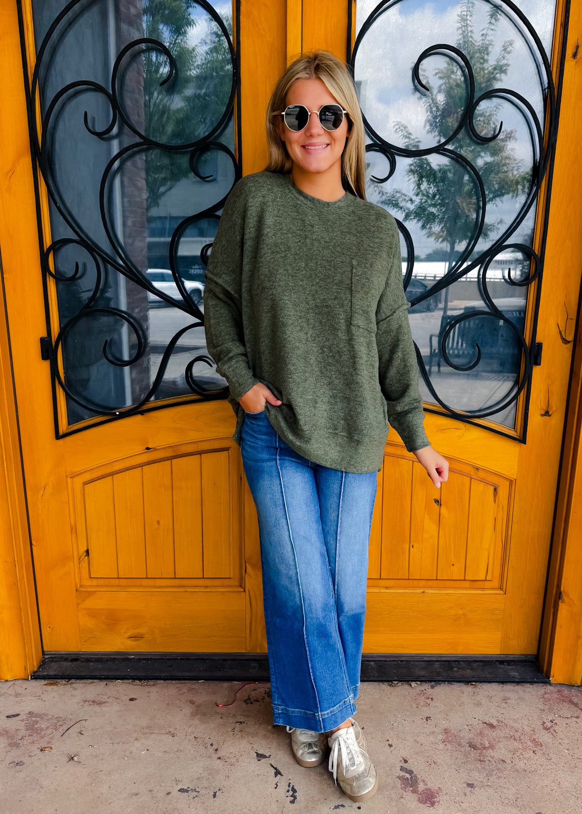 Finally My Time Oversized Fleece Pocket Sweater