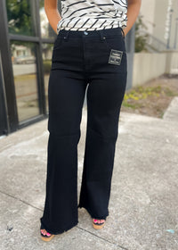 This Time Around Black Tummy Control High Rise Wide Leg- Risen Jeans
